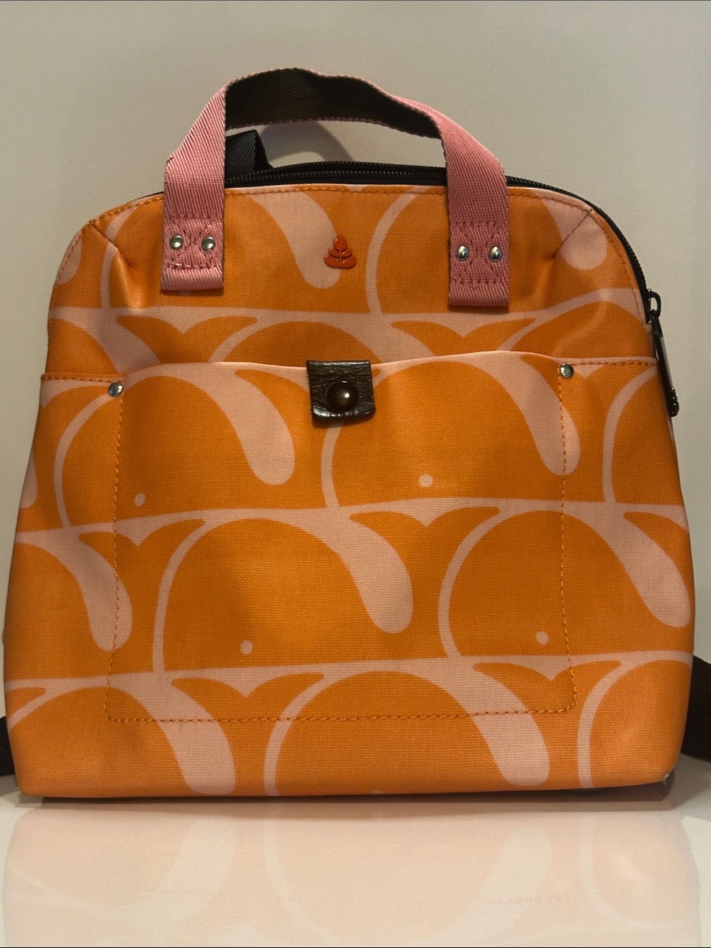 Orla Kiely Orange Tote with Pink Handles